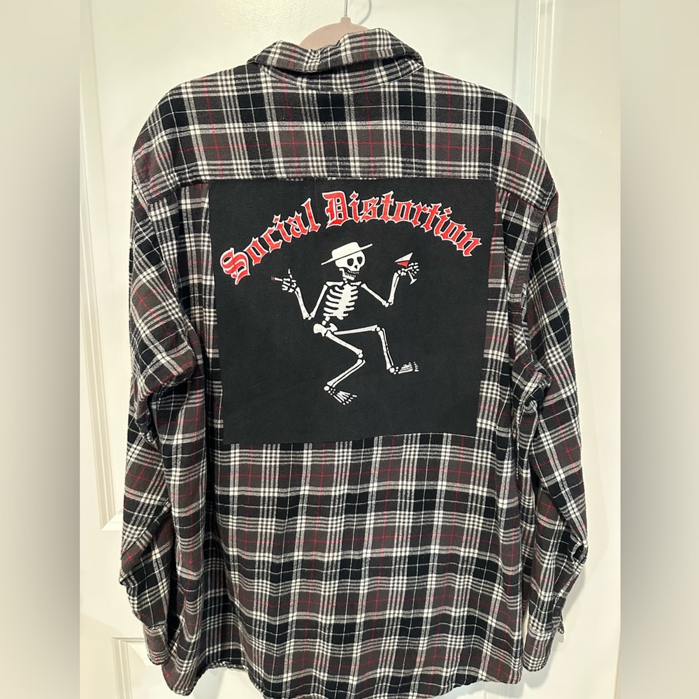 SOCIAL DISTORTION upcycled flannel Shirt XL or pick yr size